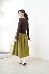 Brown button top in contrast layer