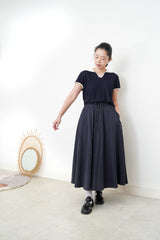 Navy summer knit top w/ contrast collar