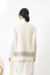 Ivory knit vest w/ side ribbons