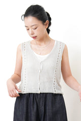 Grey 2in1 crochet knit vest