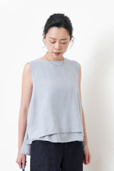 Pastel blue detail double layerings linen vest