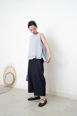 Pastel blue detail double layerings linen vest