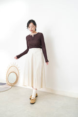 Brown button top in contrast layer