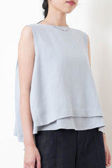 Pastel blue detail double layerings linen vest
