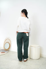 White patchwork pullover w/ elastic waist