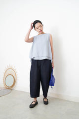 Pastel blue detail double layerings linen vest