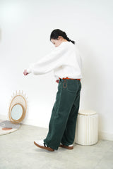 White patchwork pullover w/ elastic waist