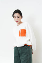 White patchwork pullover w/ elastic waist