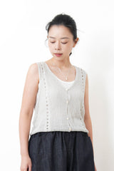Grey 2in1 crochet knit vest