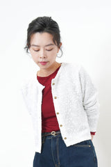 White texture crop jacket