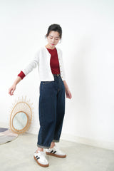 White texture crop jacket