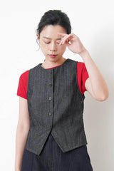 Red thin knit top w/ rolled collar