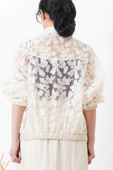 Ivory mesh jcket w/ embroidery