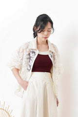 Ivory mesh jcket w/ embroidery