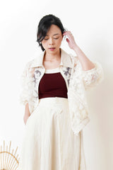 Ivory mesh jcket w/ embroidery