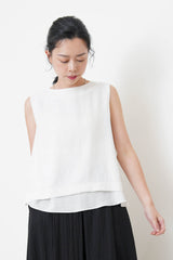 Pastel blue detail double layerings linen vest