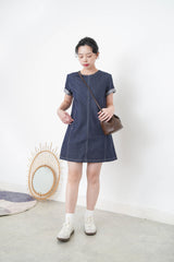 Denim short sleeve one piece