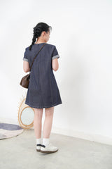 Denim short sleeve one piece