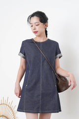 Denim short sleeve one piece