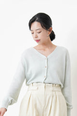 Pastel blue cardigan w/ rose gold buttons