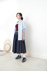 Blue stripes smooth silk shirt