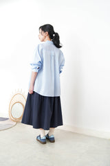 Blue stripes smooth silk shirt