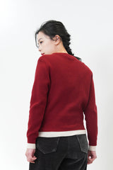 Red double layering cardigan top