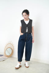 Charcoal grey knit crop vest w/ string