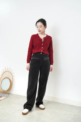 Red double layering cardigan top