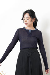 Navy button top in contrast layer