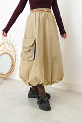 Beige pocket balloon skirt