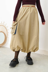 Beige pocket balloon skirt
