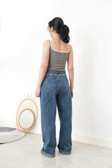 Stripes loose cut jeans