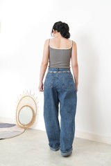 Stripes loose cut jeans