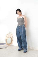 Grey 2in1 layer bra top