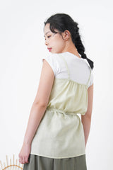 Apple green premium cami in split layering