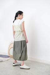 Apple green premium cami in split layering