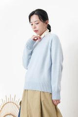 Sky blue fine wool knit sweater