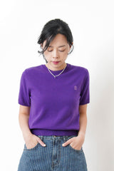 Purple premium wool top w/ embroidery