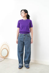 Purple premium wool top w/ embroidery