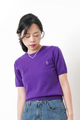 Purple premium wool top w/ embroidery