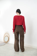 Red cardigan w/ rose gold buttons