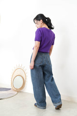 Stripes loose cut jeans