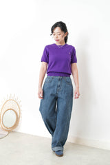 Stripes loose cut jeans