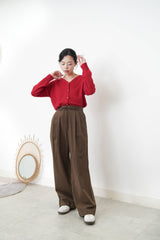 Red cardigan w/ rose gold buttons