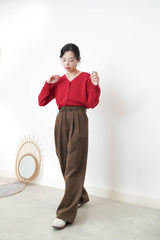 Red cardigan w/ rose gold buttons