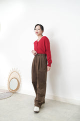 Red cardigan w/ rose gold buttons