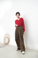 Red cardigan w/ rose gold buttons