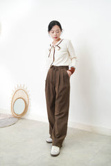 Brown high waist trousers w/ strings