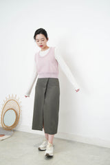Purple alpaca knit U neck vest